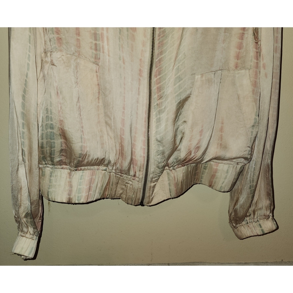 Frye Womens Mandria Bomber Jacket Small Drapey Tie Dye Zip Front w/ Pockets - Picture 6 of 12